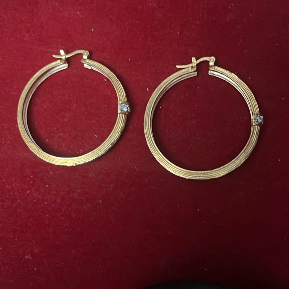 Gold Classic Hoop Earrings with Hinged Closure